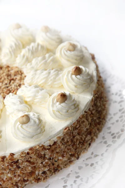 Cream cake with almond edge Stock Photo