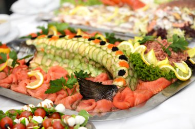 Fish platter with salmon clipart