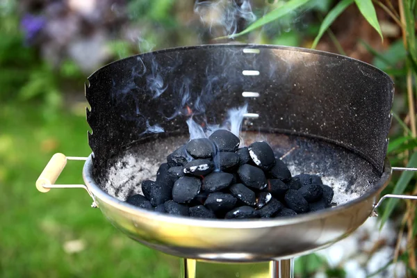 Houtskool barbecue op de barbecue — Stockfoto