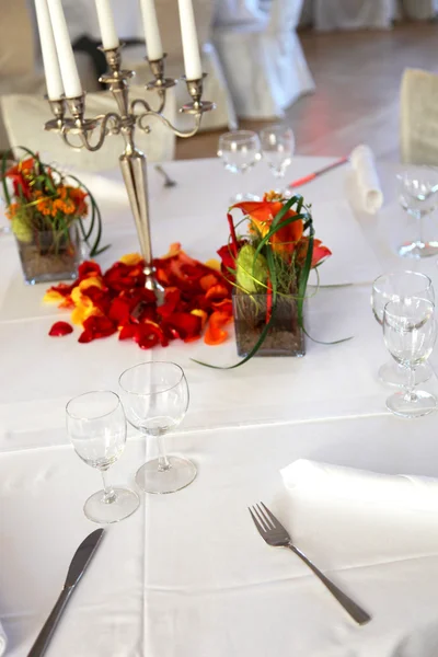 Covered table in the restaurant — Stock Photo, Image