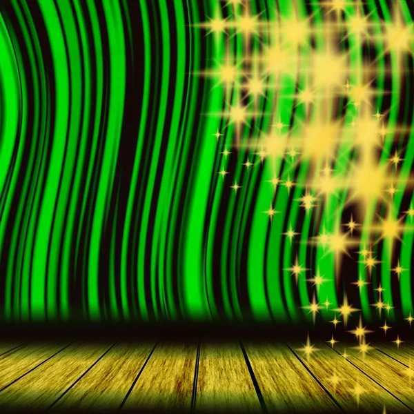 Зелена театральна завіса з початком — стокове фото