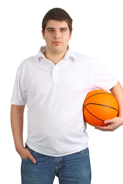 Ung man med basket — Stockfoto