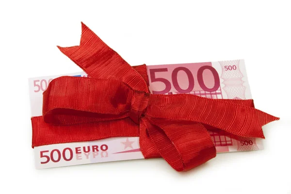 Billete en euros como regalo — Foto de Stock
