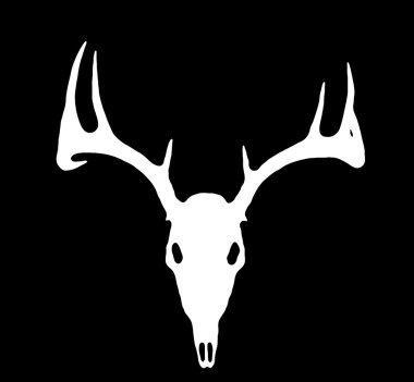 European Deer Silhouette White on Black clipart