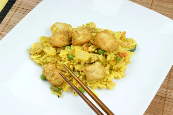 Kurczak curry z ryżem organicznych — Zdjęcie stockowe