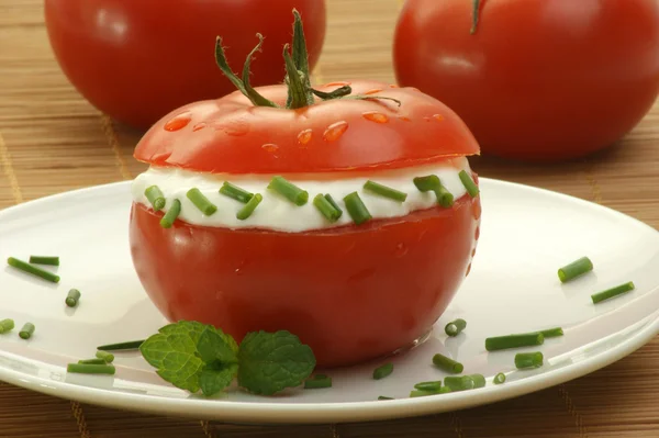 Pomidorowa z serem obrzynek — Zdjęcie stockowe
