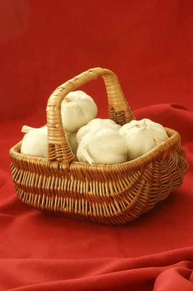 stock image Fresh organic garlic in a basket