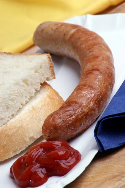 Ham sausage with bread — Stock Photo, Image