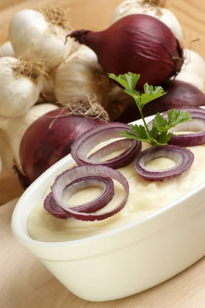 Taze soğan ile püre patates — Stok fotoğraf