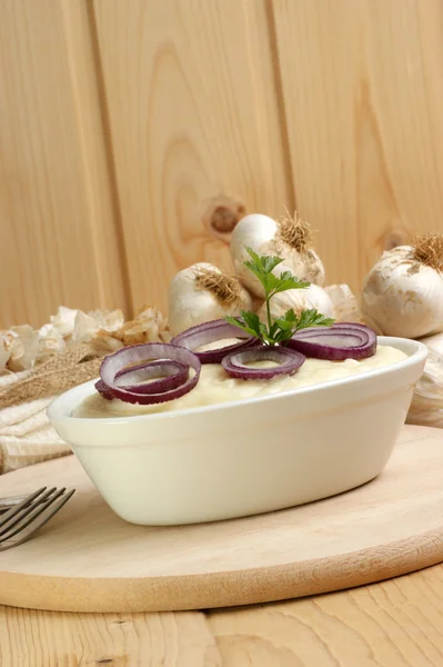 Purè di patate con cipolla fresca — Foto Stock