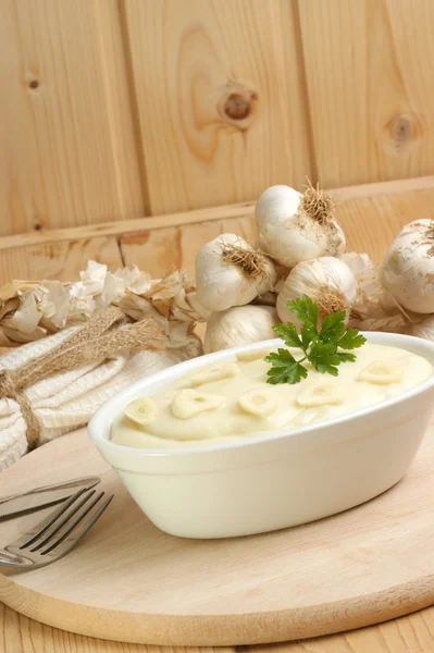 Mash potato with organic garlic — Stock Photo, Image