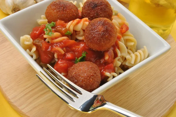 Meatballs with home made noodle — Stock Photo, Image