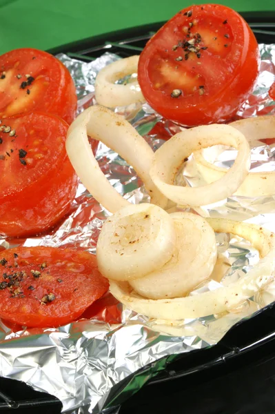 Βιολογική σάλτσα ντομάτα & κρεμμύδι — Φωτογραφία Αρχείου