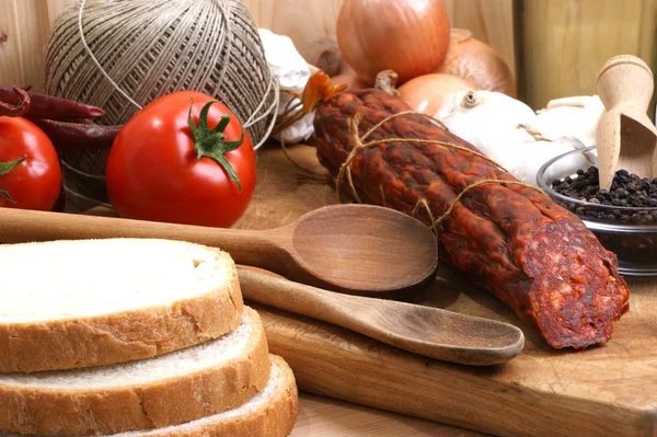 Huisgemaakte salami — Stockfoto