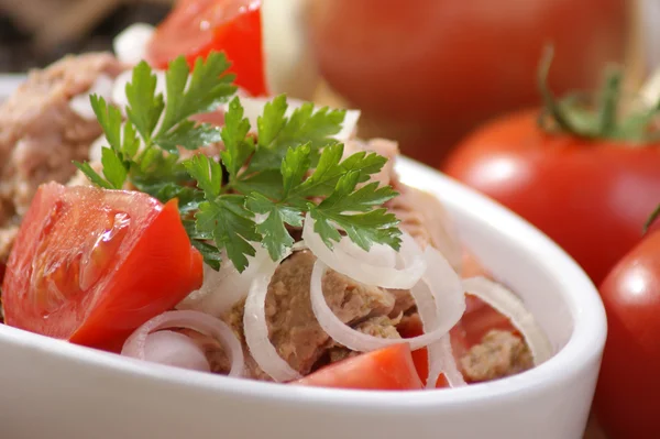Frischer und köstlicher Thunfischsalat — Stockfoto