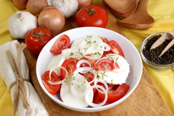 Organik mozzarella salatası — Stok fotoğraf