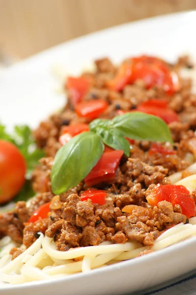 Spaghetti with minced meat sauce — Stock Photo, Image
