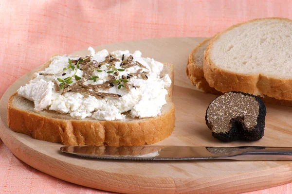 パン、カッテージ チーズを有機夏トリュフ — ストック写真