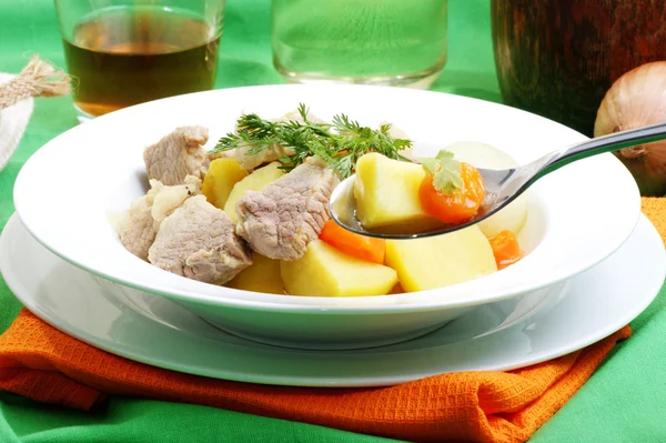 Original irish stew in a white bowl — Stock Photo, Image