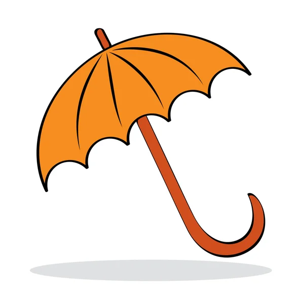 Orange umbrella with grey shadow — Stock Vector