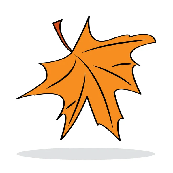 Orange maple leaf with grey shadow — Stock Vector