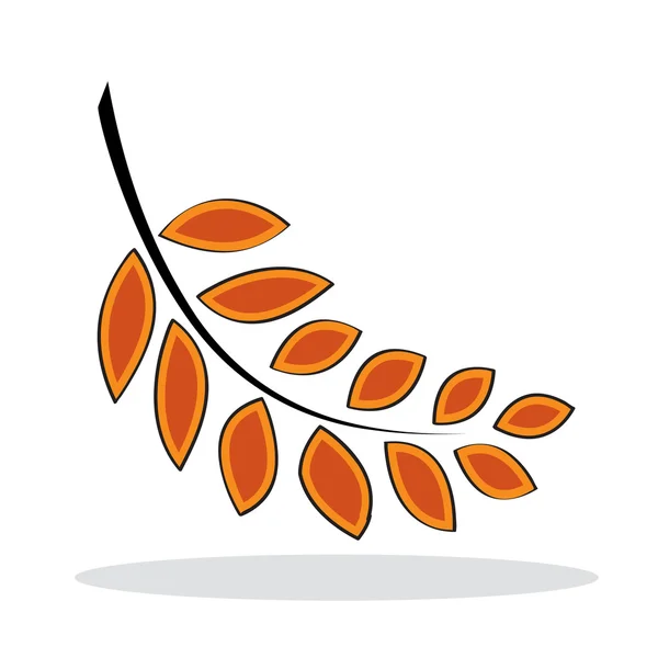 Orange leaf with grey shadow — Stock Vector