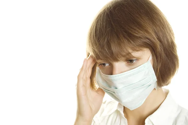 Woman With Flu Mask — Stock Photo, Image