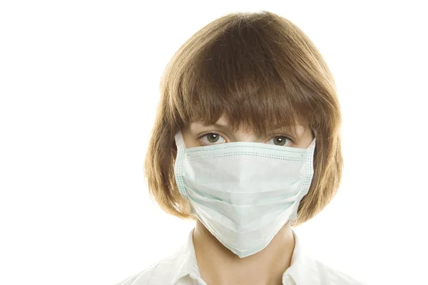 Жінка з маскою грипу — стокове фото
