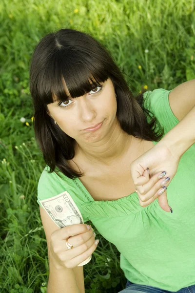 Feminino com dinheiro — Fotografia de Stock
