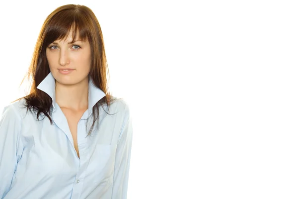 Young woman in a man's shirt — Stock Photo, Image