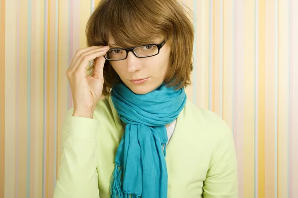 Kvinna med glasögon — Stockfoto
