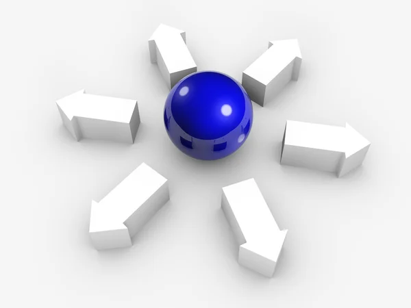 Conceptual image of sphere and arrows — Stock Photo, Image
