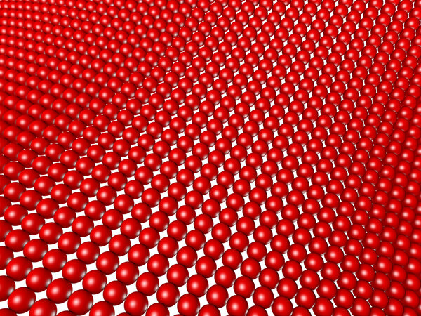Red spheres structured as grid array