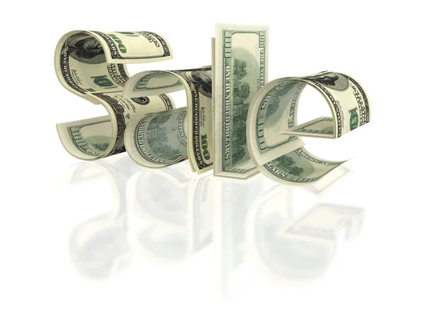 "eladás" dollárt tett szöveg — Stock Fotó