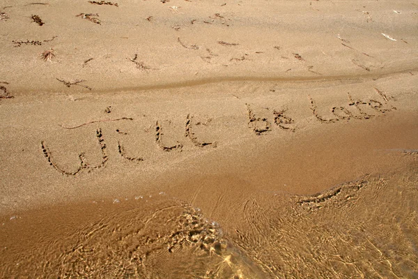 Texte sur le sable — Photo