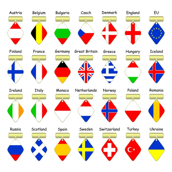Avrupa ülkelerinin bayrakları. — Stok Vektör