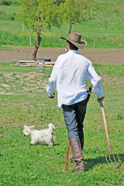 stock image Farmer and dog