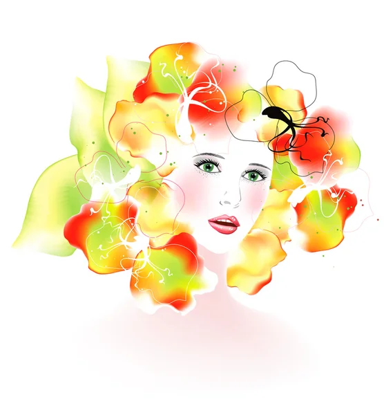 Vector chica de primavera. ilustración vectorial — Archivo Imágenes Vectoriales