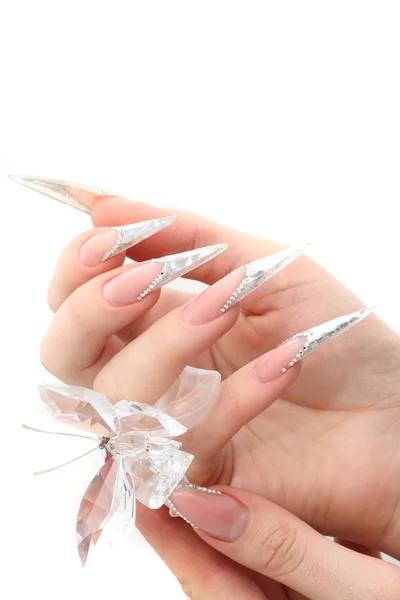 Unhas acrílicas manicure — Fotografia de Stock