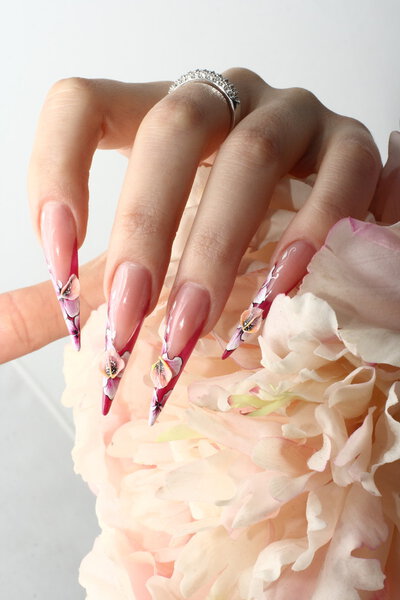 Manicured acrylic nails
