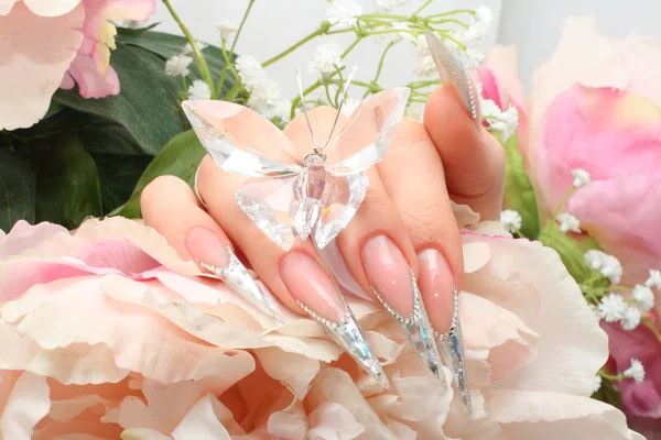 Manicured acrylic nails — Stock Photo, Image