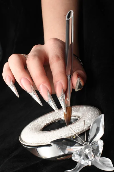 Unhas acrílicas manicure — Fotografia de Stock