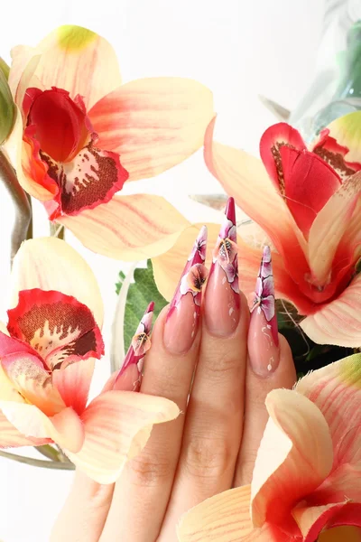 Manicured acrylic nails — Stock Photo, Image