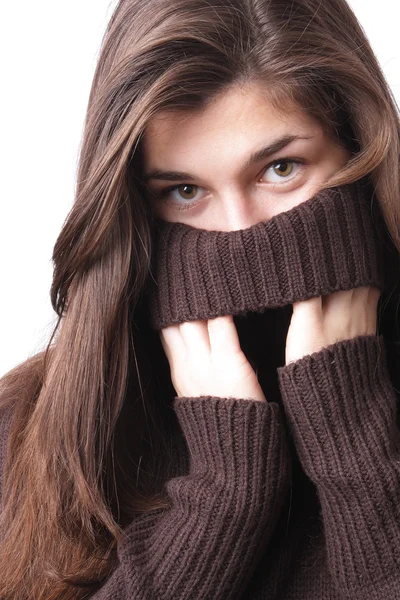 Menina em suéter — Fotografia de Stock