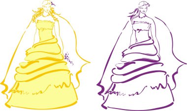 Silhouette of young beautiful bride clipart