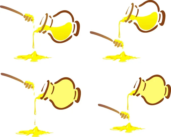 Panela de mel estilizada com mel pingando — Fotografia de Stock