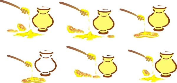 Stilyzed honey pot with honey lemon — Stock Photo, Image
