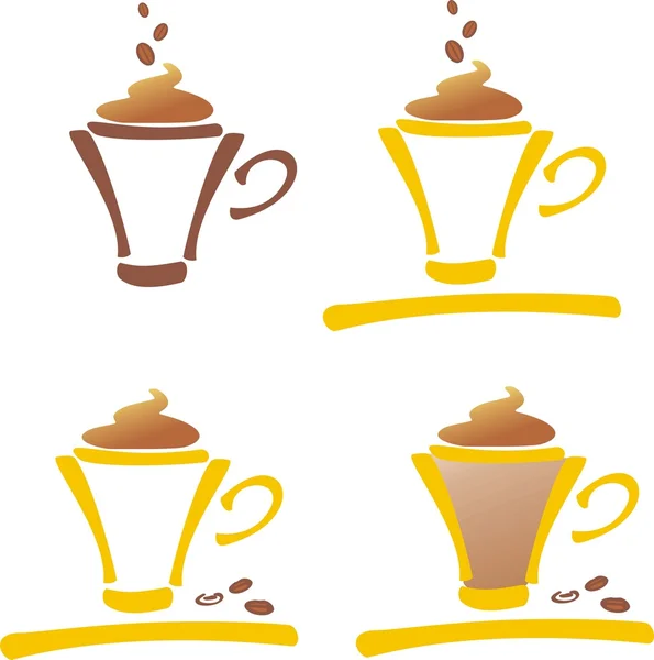 Xícara de café estilizado com grãos de café — Fotografia de Stock
