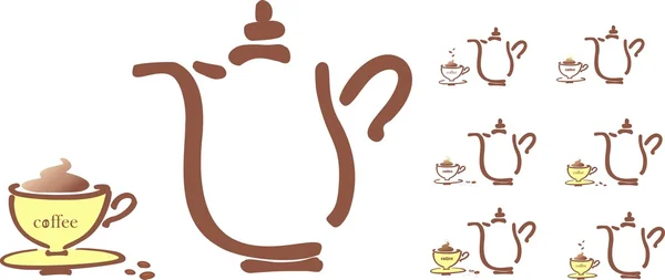 Taza de café estilizada con cafetera — Foto de Stock