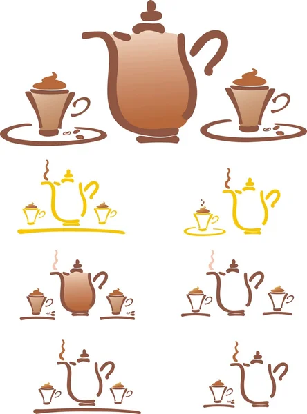 Xícara de café estilizado com cafeteira — Fotografia de Stock